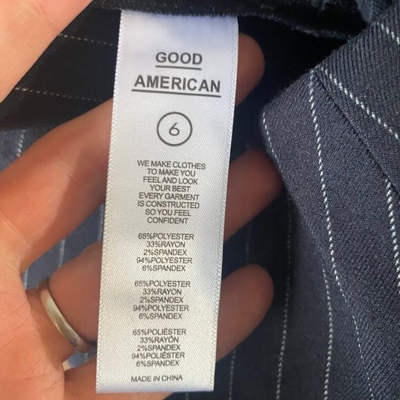 NWT Good American Women's Exec Straight Ankle Pants Black Pinstripe 6 - Picture 7 of 10